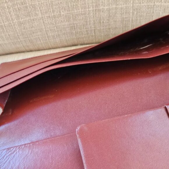 Cartier Paris Clutch Wallet Burgundy Red Leather Card Holder Purse Bag Authentic - Picture 11 of 12